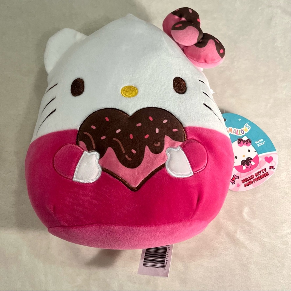 Hello Kitty Squishmallow 8” Valentine Chocolate Dipped Heart & Bow